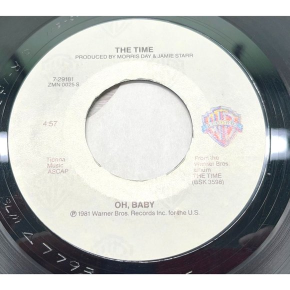 The Time Jungle Love / Oh Baby 45 Soul Funk Record VG/VG+ WB 1981 - Picture 3 of 4